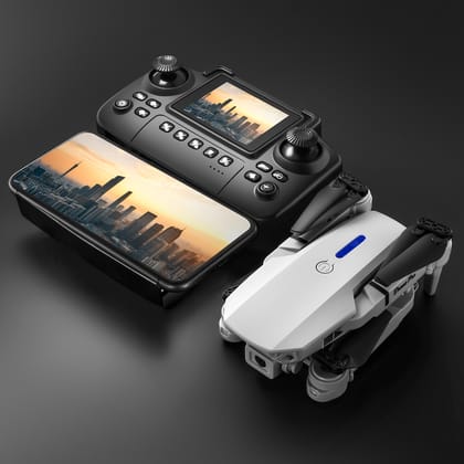 E88 Pro Drone with 4K HD Dual Camera |  Double Battery & 8GB  Memory Card Free | Optical Flow Stability for Smooth Flight | Foldable RC Quadcopter with Smart Screen Remote Control & Carrying Case