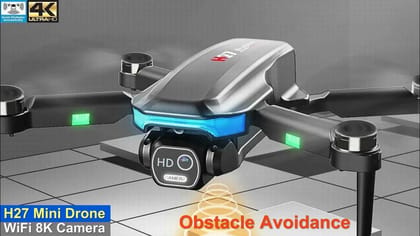 H27 4K HD Drone with Dual Camera, 360° Obstacle Avoidance, Brushless Motor, Optical Flow Stability, Dual Battery, Foldable RC Quadcopter for Kids & Adults