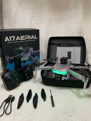 A17 Aerial Drone with HD Dual Camera, 360° Obstacle Avoidance, Optical Flow Positioning, Foldable RC Quadcopter, Altitude Hold, WiFi FPV, One-Key Takeoff & Landing for Kids & Adults
