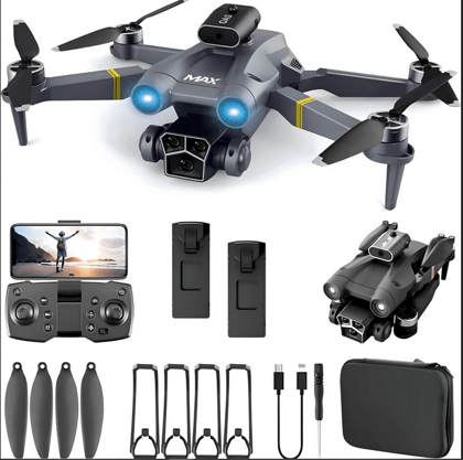 M3 Max Drone with Dual HD Camera, Dual Battery, Optical Flow Positioning, Obstacle Avoidance, Foldable RC Quadcopter for Kids, Beginners & Hobbyists