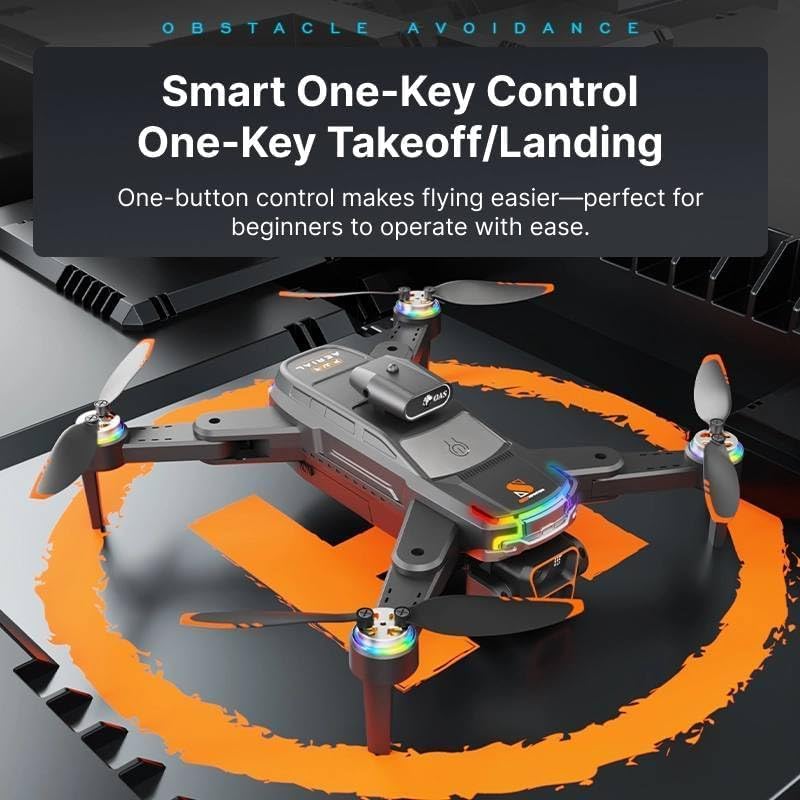 JS39P Drone with Dual 8K Camera, Dual Battery, 8GB Memory Card, Big Screen Remote Controller, 360° Obstacle Avoidance, Foldable RC Quadcopter for Kids & Beginners