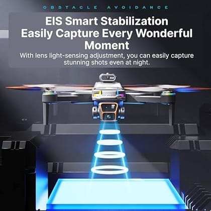 JS39P Drone with Dual 8K Camera, Dual Battery, 8GB Memory Card, Big Screen Remote Controller, 360° Obstacle Avoidance, Foldable RC Quadcopter for Kids & Beginners