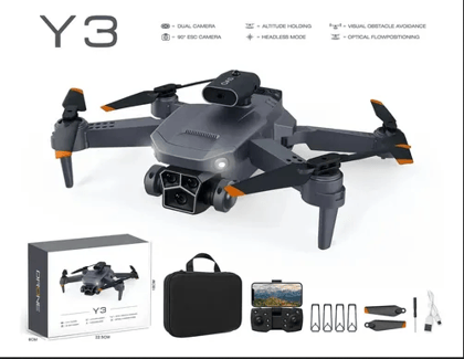 Y3 Max Drone with Dual HD Camera, Dual Battery, Optical Flow Positioning, Obstacle Avoidance, Foldable RC Quadcopter for Kids & Beginners